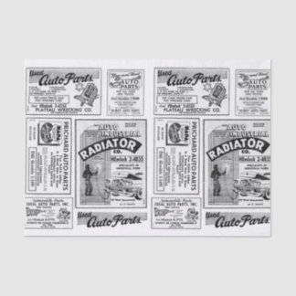 Vintage Automobile Advertisement Decoupage, Gift  Tissue Paper