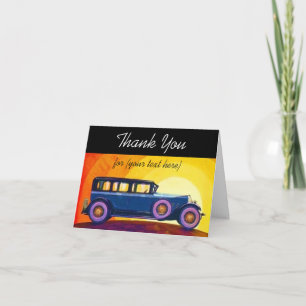 Vintage Automobile Sunset Personalised Thank You Card