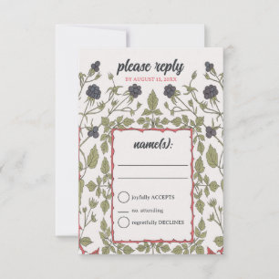 Vintage Autumn Blackberries RSVP Card