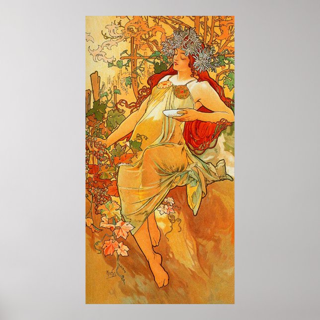Vintage Autumn by Alphonse Mucha Poster (Front)