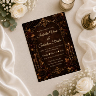 Vintage Autumn Candlelight Romance Wedding Invitation
