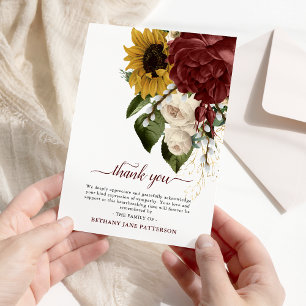 Vintage Autumn Fall Blooms Sympathy Thank You Card