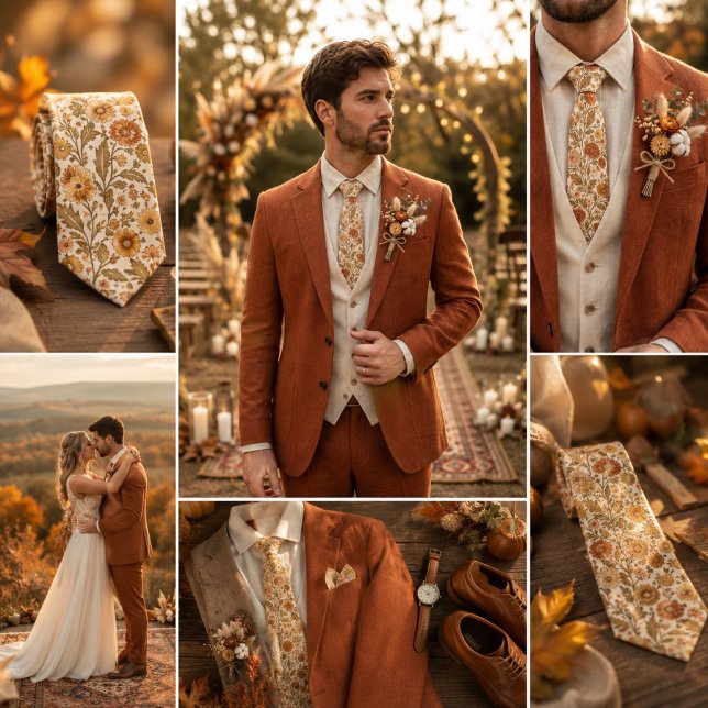 Vintage Autumn Floral Elegance Tie (Creator Uploaded)