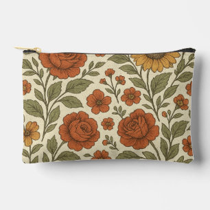 Vintage Autumn Floral Pattern – Rustic Botanical Accessory Pouch