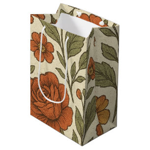 Vintage Autumn Floral Pattern – Rustic Botanical Medium Gift Bag