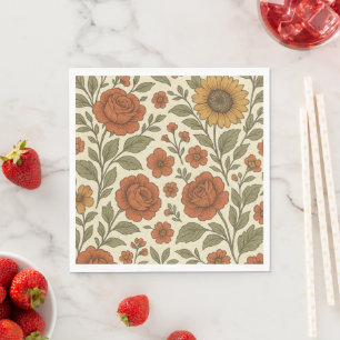 Vintage Autumn Floral Pattern – Rustic Botanical Napkin