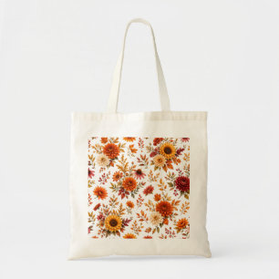 Vintage Autumn Floral Pattern with Sunflowers Tote Bag