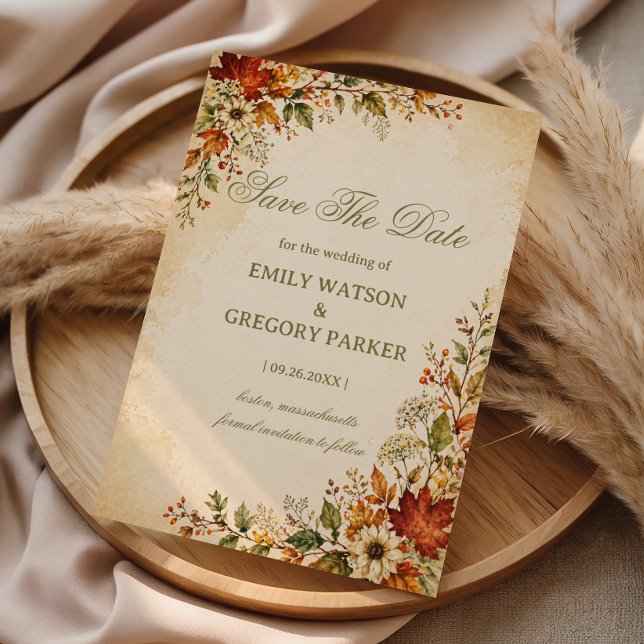 Vintage Autumn Floral Save The Date (Creator Uploaded)