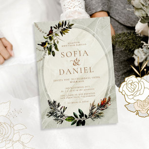 Vintage Autumn Foliage Wedding Invitation