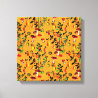 Vintage Autumn Forest Mushroom Fruit Watercolor