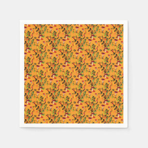 Vintage Autumn Forest Mushroom Fruit Watercolor Napkin