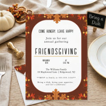 Vintage Autumn Friendsgiving Dinner Invitation