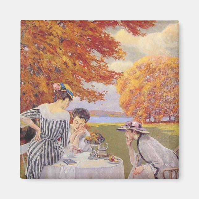 Vintage Autumn Garden Tea Party Elegant Edwardian Magnet (Front)