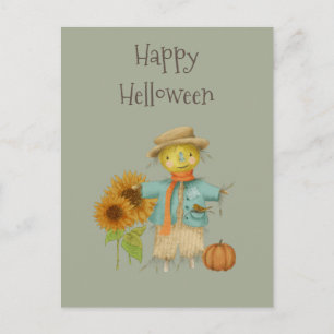 Vintage autumn helloween Holiday Postcard 
