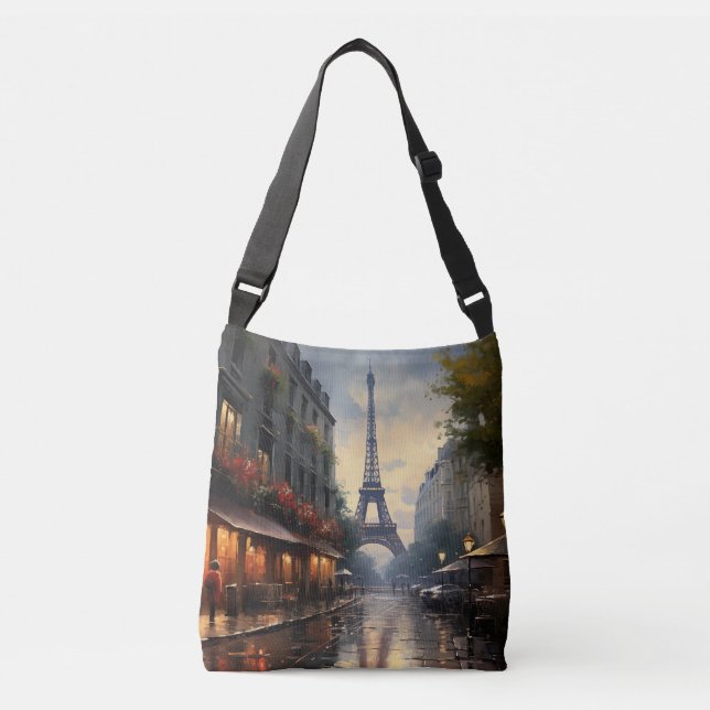 Vintage autumn in Paris France Crossbody Bag (Front)