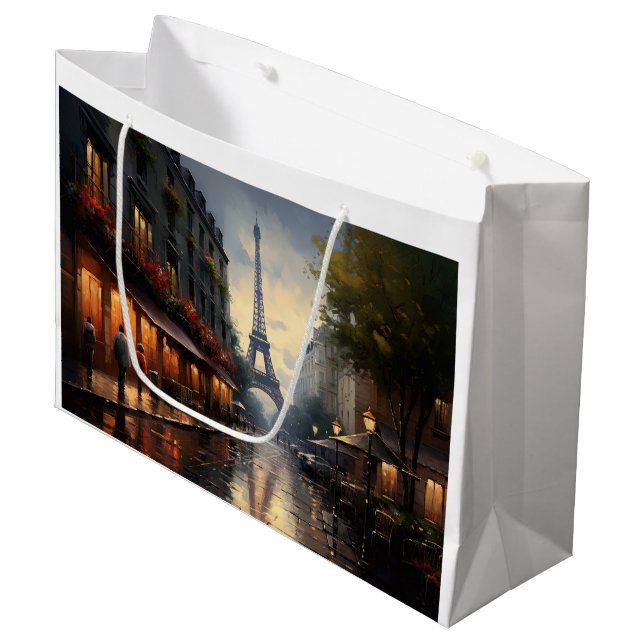 Vintage autumn in Paris France Large Gift Bag (Front Angled)
