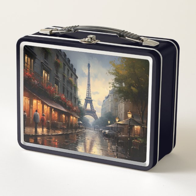 Vintage autumn in Paris France Metal Lunch Box (Front)