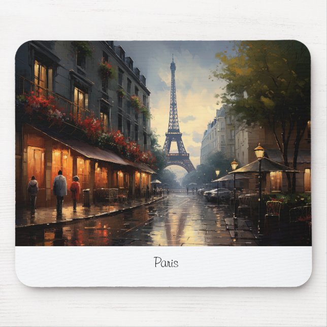 Vintage autumn in Paris France Mouse Pad (Front)