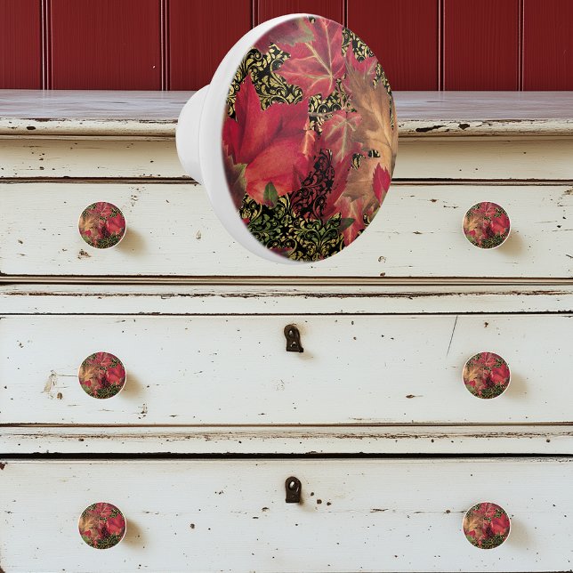 Vintage Autumn Leaves Ceramic Knob (Creator Uploaded)