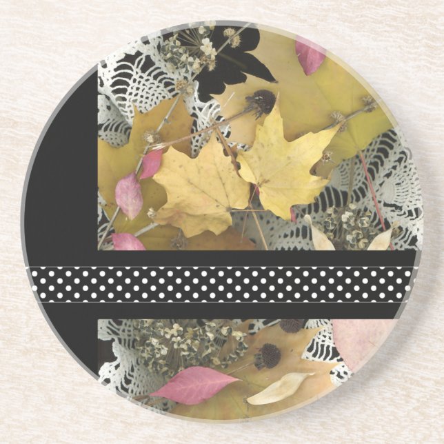 Vintage Autumn Leaves Coaster (Front)