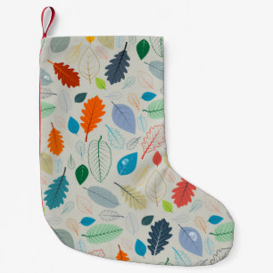 Vintage Autumn Leaves Illustration Pattern Small Christmas Stocking