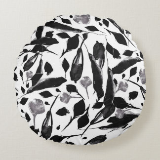 Vintage Autumn Leaves, Seamless Background. Round Cushion