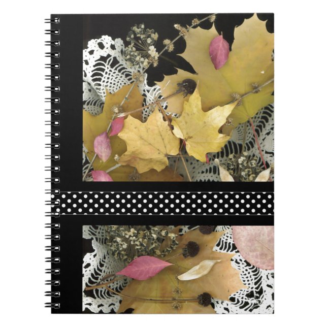 Vintage Autumn Leaves Spiral Notebook (Front)
