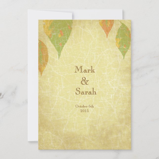Vintage Autumn Leaves Wedding Invitation (Front)