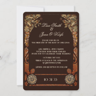 Vintage Autumn Moon Wedding Invitation