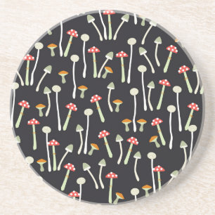 Vintage autumn mushrooms pattern design. coaster