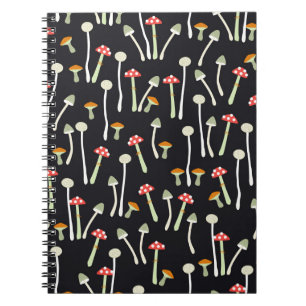 Vintage autumn mushrooms pattern design. notebook