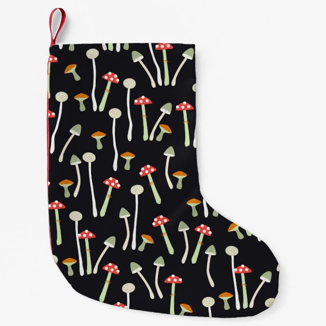 Vintage autumn mushrooms pattern design. small christmas stocking (Front)