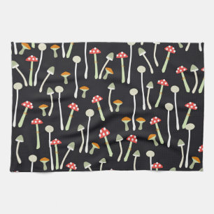 Vintage autumn mushrooms pattern design. tea towel