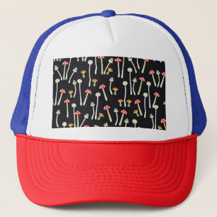 Vintage autumn mushrooms pattern design. trucker hat