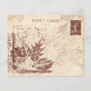 Vintage Autumn Post Card Scrapbook Paper