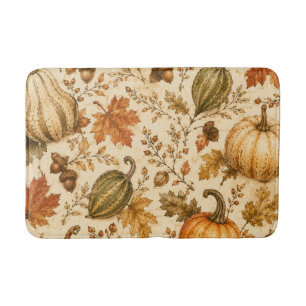 Vintage Autumn Pumpkin & Gourds Pattern Bath Mat