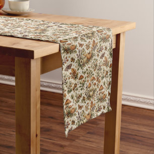 Vintage Autumn Pumpkin Woodland Botanical  Short Table Runner