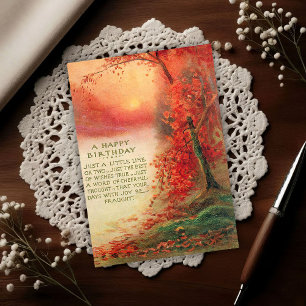 Vintage Autumn Sunset 1917 Birthday Postcard