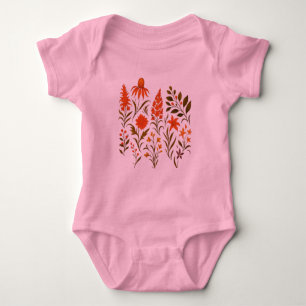 Vintage Autumn Wildflower Botanical Collage Baby Bodysuit