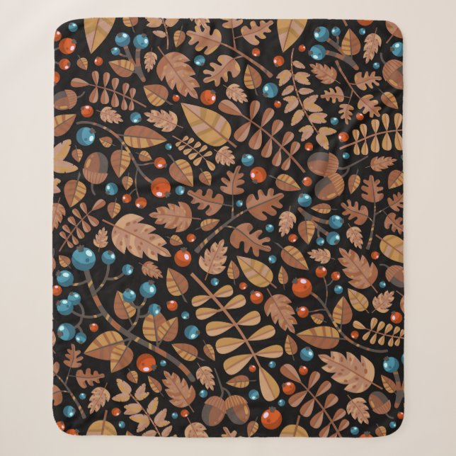 vintage autumn, winter pattern with plants. sherpa blanket (Front)