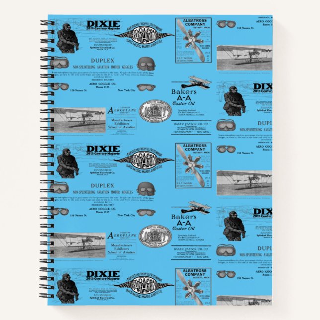 Vintage Aviation Aeroplane Biplane Pilot  Notebook (Front)