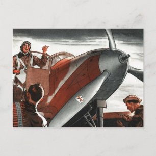 Vintage Aviation Aeroplane Colour Art Postcard