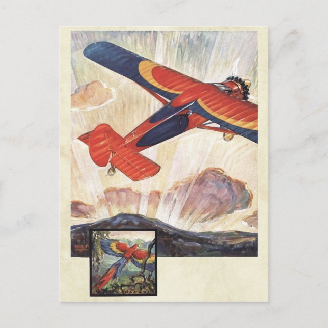Vintage Aviation Aeroplane Colour Art Postcard (Front)