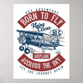 Vintage Aviation Aeroplane Colour Poster
