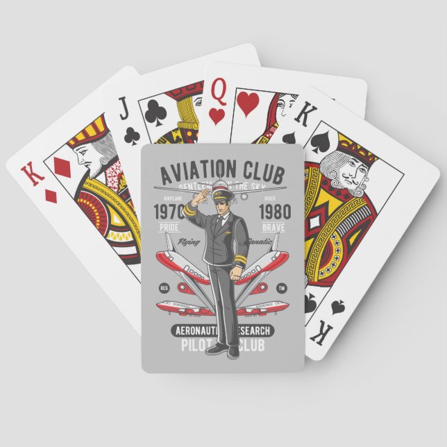 Vintage Aviation Club Pilot Flight Playing Cards (Back)