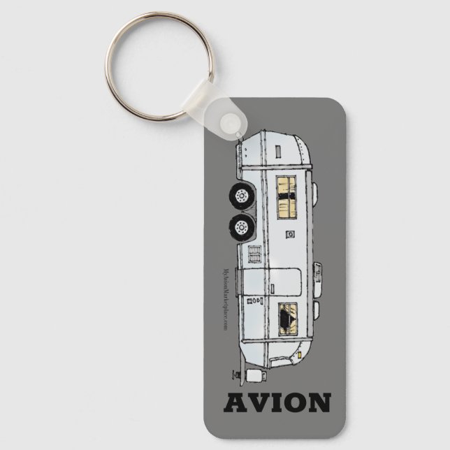 Vintage Avion Trailer Key Fob, Aluminium Ring (Front)