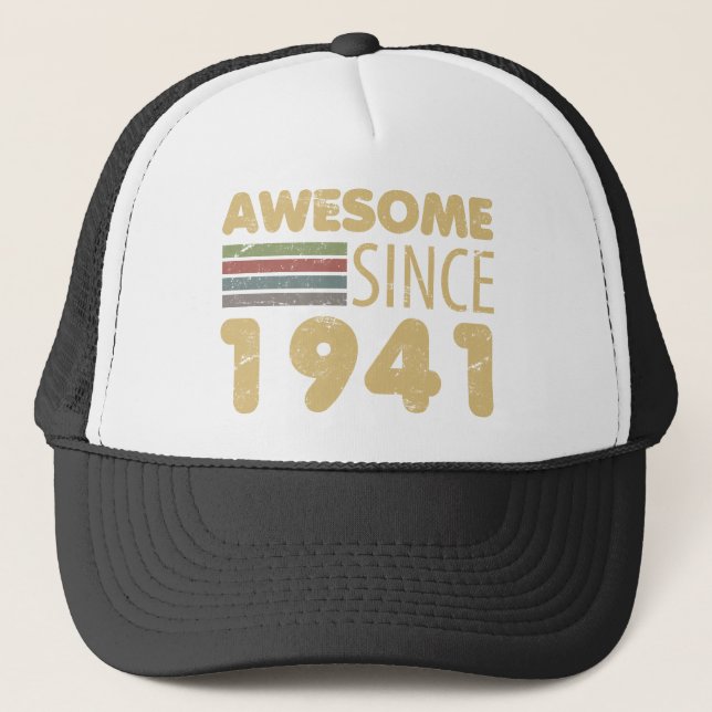 Vintage Awesome 1941 80th Birthday Trucker Hat (Front)