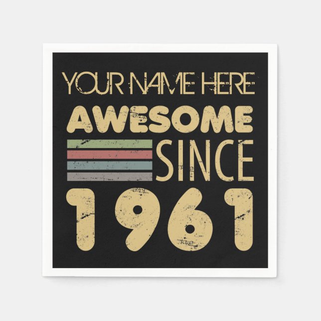 Vintage Awesome 1961 60th Birthday Napkin (Front)