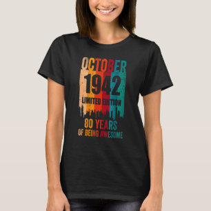 Vintage Awesome 80th Birthday Retro October 1942 B T-Shirt
