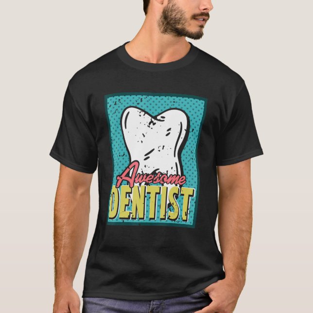 Vintage Awesome Dentist   Present   T-Shirt (Front)